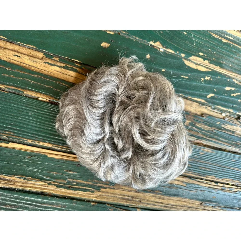 Eva Gabor Gabor of Rome Salt and Pepper Grey Curly Kanekalon Hair Piece Topper‎